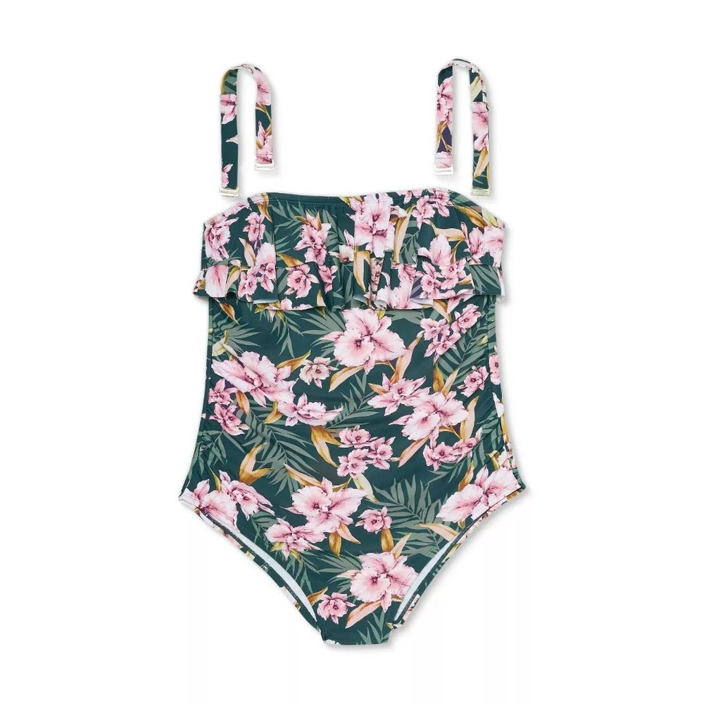 Women's One Piece Swimsuit High Coverage Floral - Picture 7 of 9